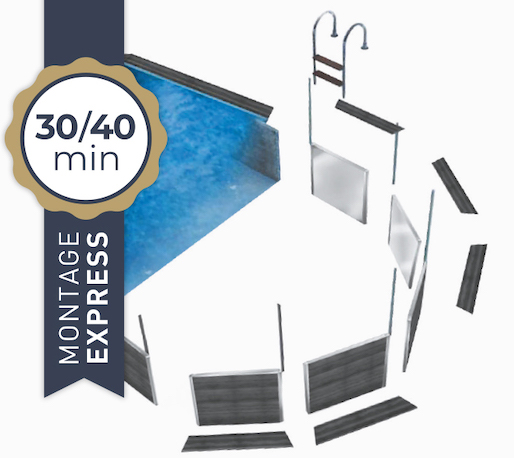 Schéma d'un montage express d'une piscine Inifity Innovation